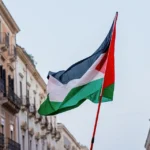 palestinian flag waving in the city symbol of fr 2025 03 09 07 58 36 utc